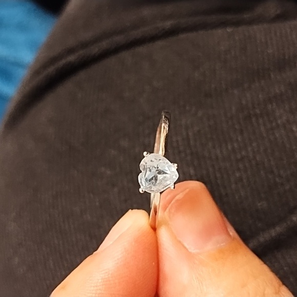 S925 Aquamarine heart ring - Picture 1 of 4